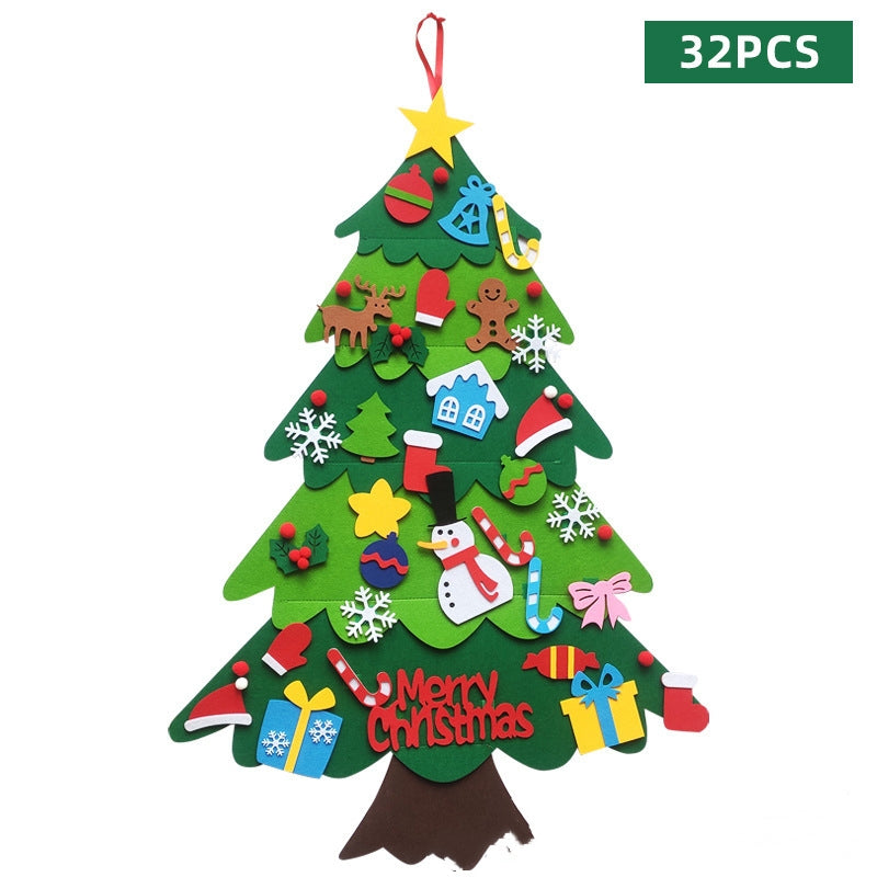 DIY Felt Christmas Tree for Kids with LED Lights - 39" x 28"