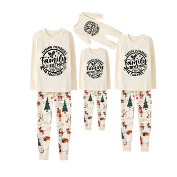 Beige Christmas Pattern Print Christmas Pajamas Set With Family Christmas 2025 Making Memories Together Print