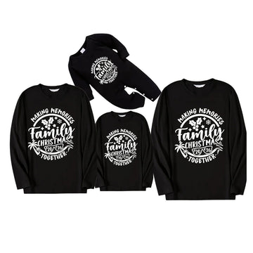 "Making Memories Together Family Christmas 2026" Pattern Black Long Sleeve Top