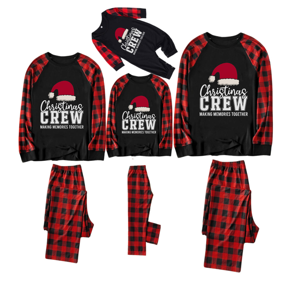 Red and Black Plaid Christmas Pajamas Set With "Christmas Crew Making Memories Together 2025" Print