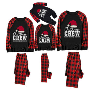 Red and Black Plaid Christmas Pajamas Set With "Christmas Crew Making Memories Together 2025" Print