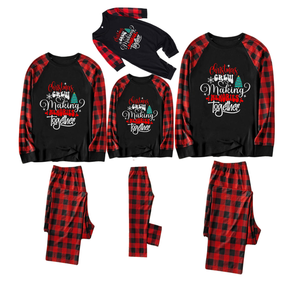 Red and Black Plaid Christmas Pajamas Set With Family Slogan Designs