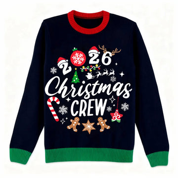 2026 Slogan Print Holiday Sweater - Intentional Festive Quirk
