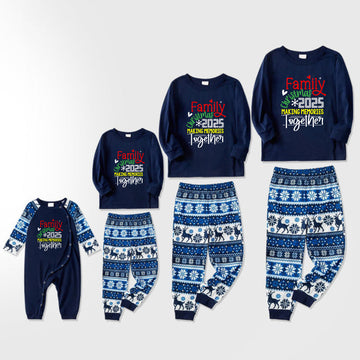 Joyful Blue Christmas Pajamas Set Featuring Christmas Cheer Text Prints