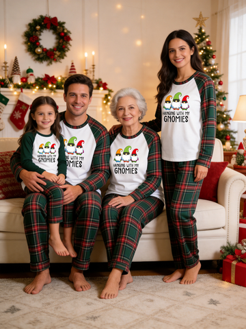 Hanging With My Gnomies Funny Gnome Matching Family Christmas Pajamas