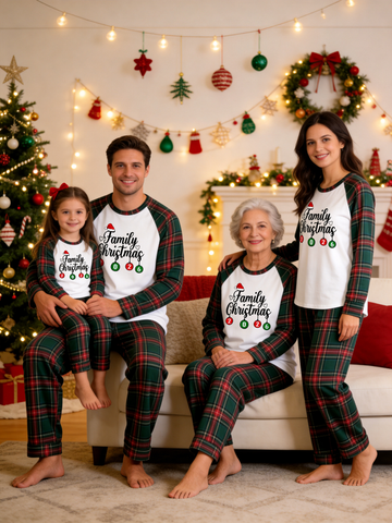 Family Christmas Ornaments 2026 Print Matching Family Christmas Pajamas Holiday Sleepwear