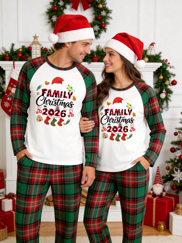 Plaid Stockings & Elements 2026 Couple Christmas Tartan Plaid Matching Holiday Pajamas