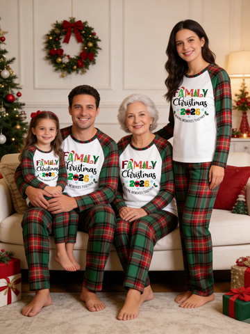 Making Memories Together 2026 Family Christmas Plaid Matching Holiday Sleepwear