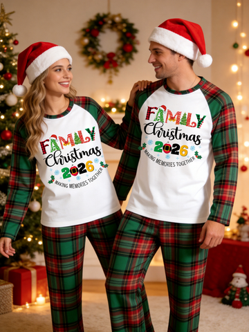 Making Memories Together 2026 Couple Christmas Plaid Matching Holiday Sleepwear