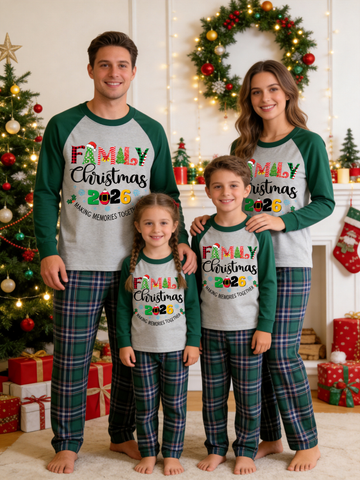 Famaly Christmas 2026 Making Memories Together Family Matching Pajamas Set with Plaid Pants