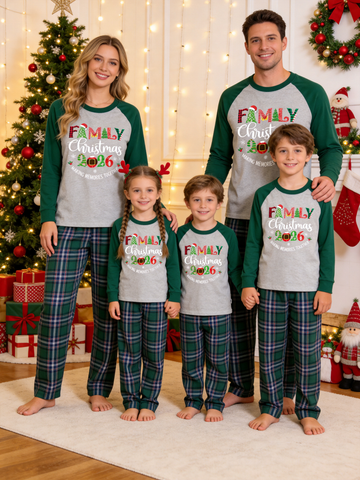 Family Christmas 2026 Making Memories Together Holiday Pajamas Set with Plaid Pants