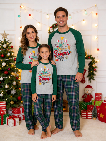 Jesus is the Reason for the Season Family Matching Pajamas Set with Plaid Pants