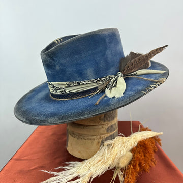 Distressed Fedora Traveler Tale Blue