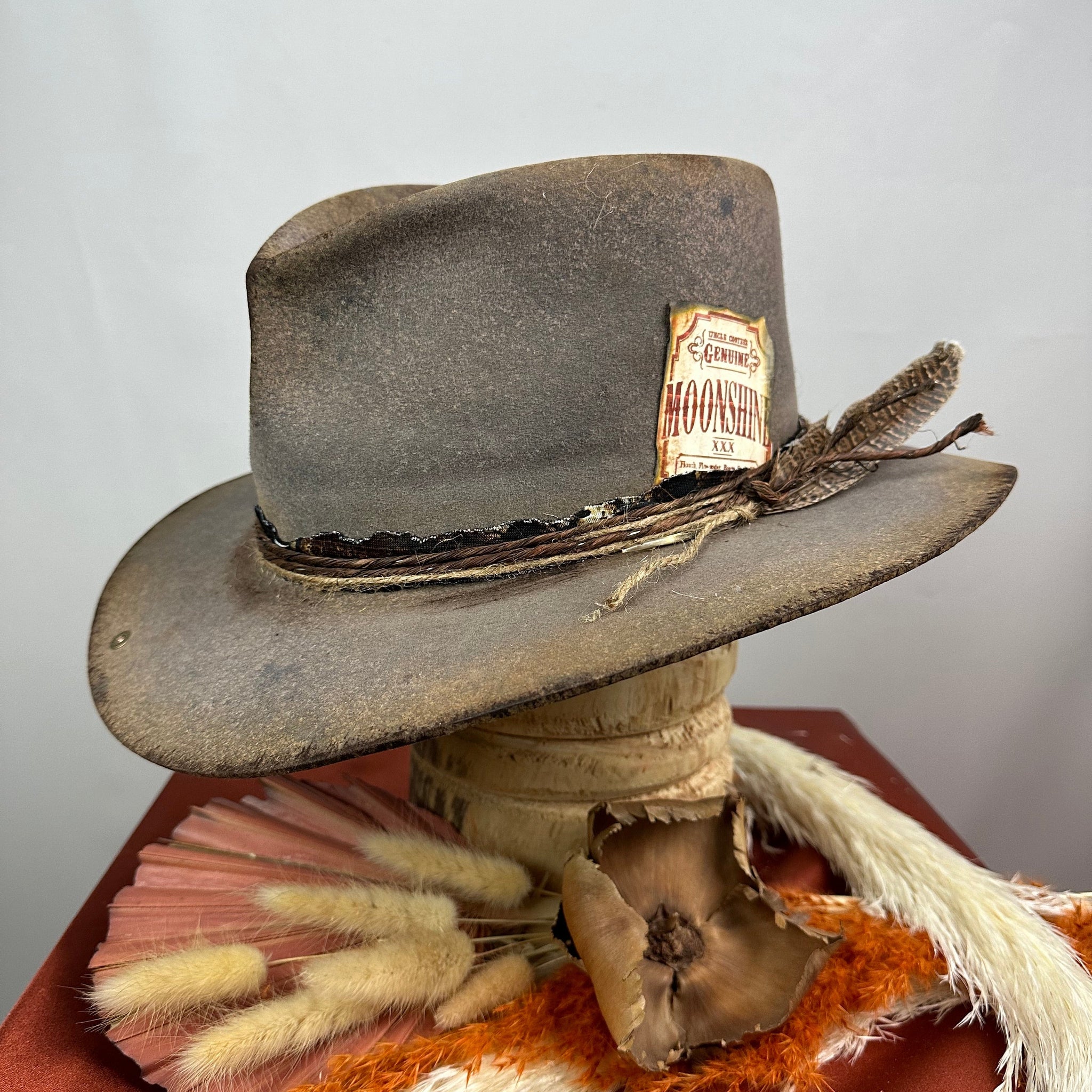 The Moonshiner Brown and Black Distressed Cowboy Hat