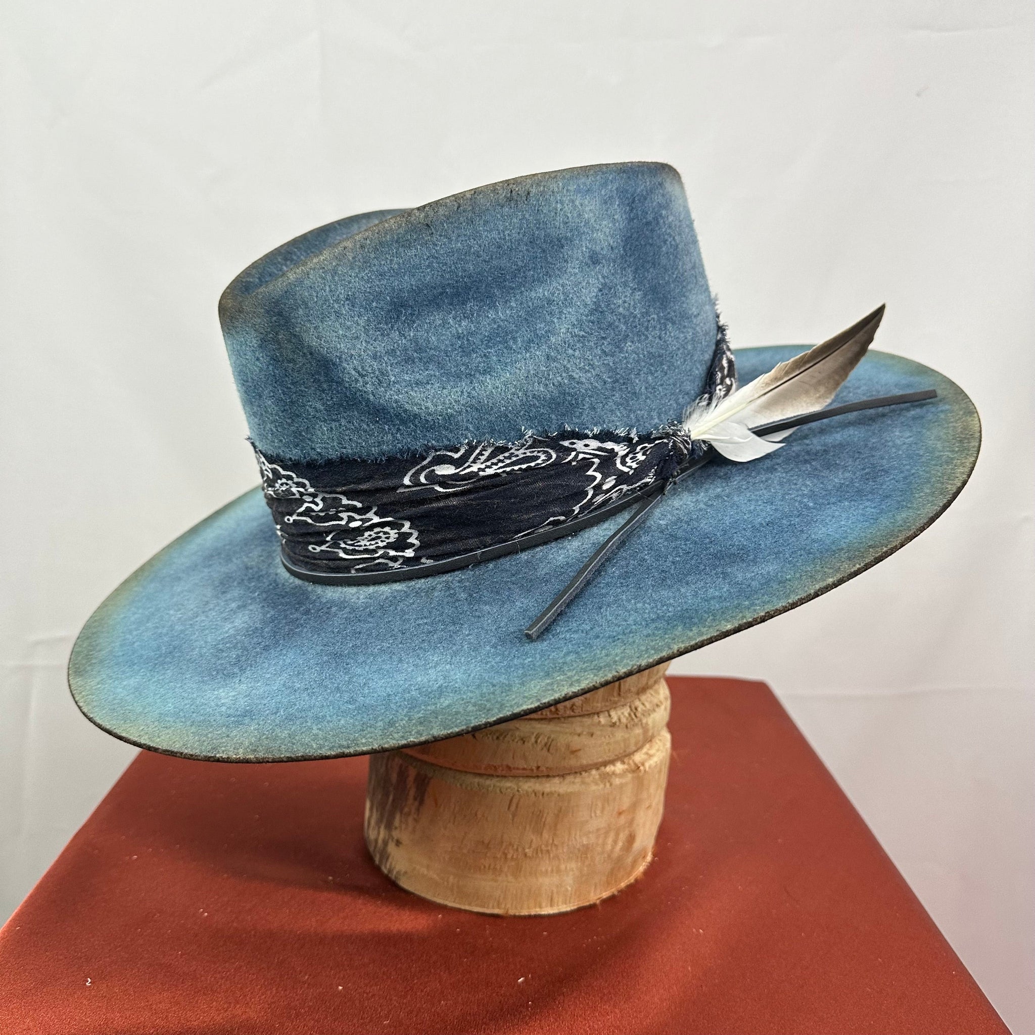 Distressed Fedora Road Warrior Denim Blue