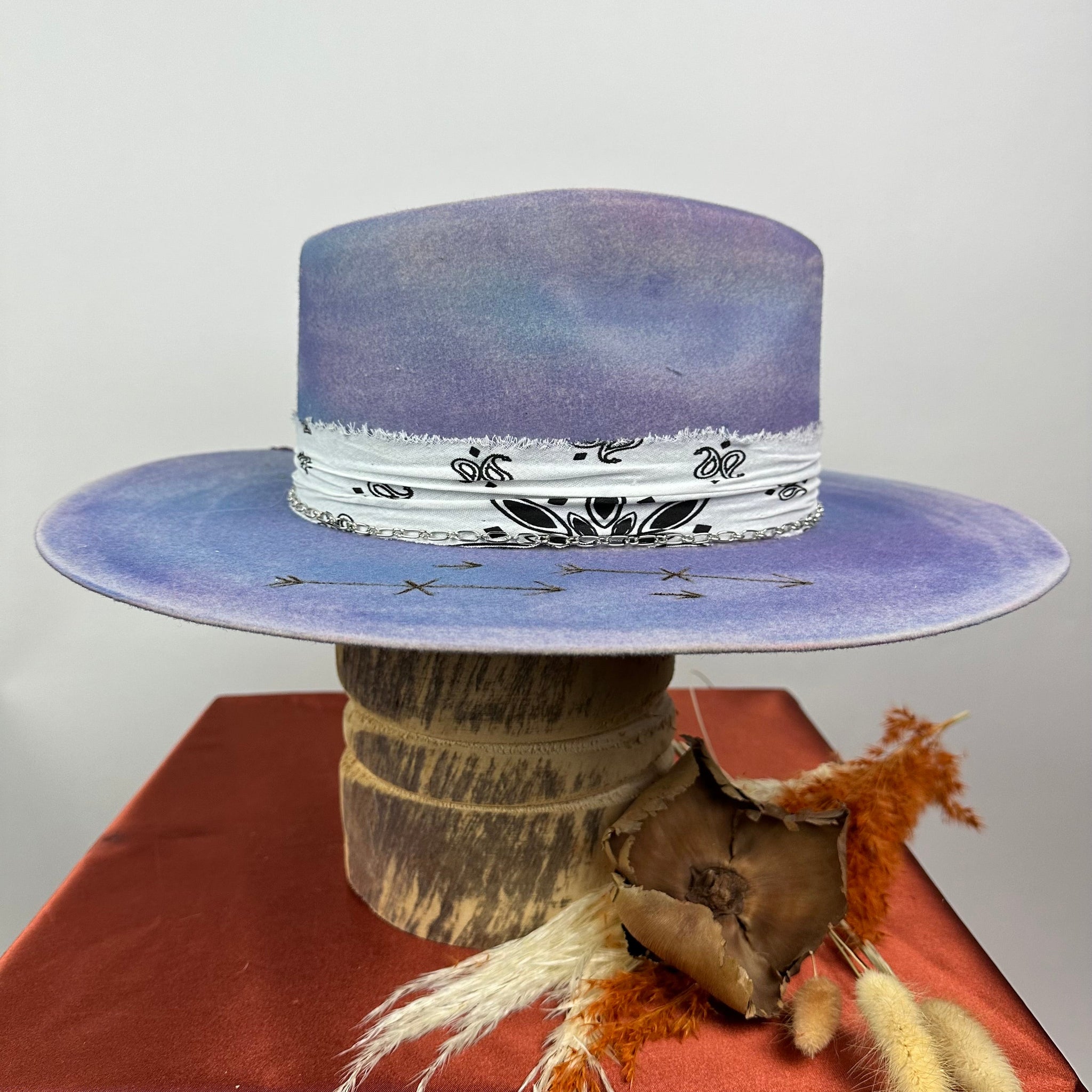Distressed Fedora Road Warrior Lavender and Blue