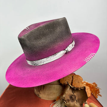 Distressed Fedora Pink Ombre Road Warrior