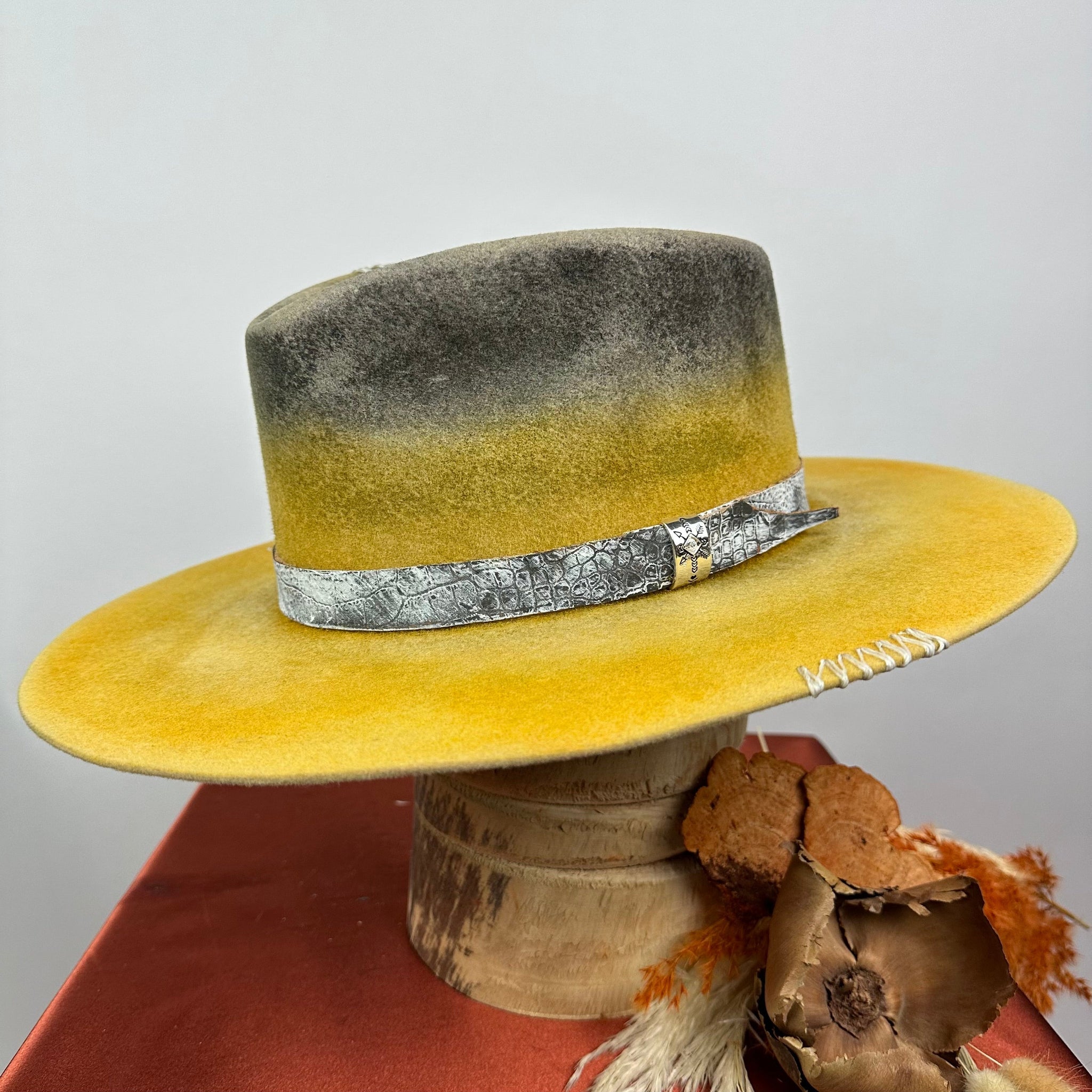 Distressed Fedora Yellow Ombre Road Warrior