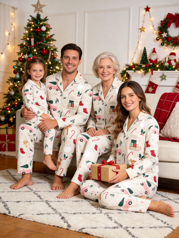 Charming Reindeer, Pink Trucks & Candy Canes Holiday Family Pajama Set
