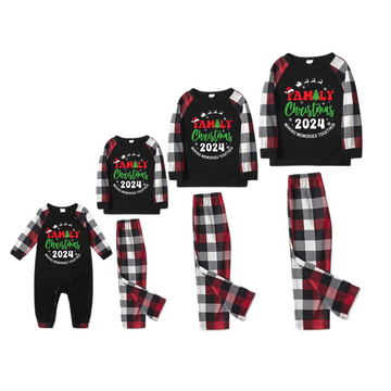 "Family Christmas 2024 Making Memories Together" Pattern Ⅳ- Red&Black&White Plaid  Matching Pajamas