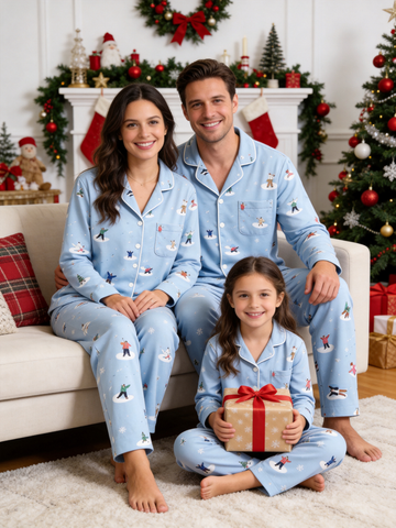 Whimsical Snowman & Winter Fun Pattern Matching Family Sleepwear