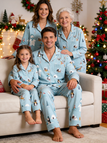 Nordic Arctic Animals & Igloo Scenic Winter Matching Family Pajamas
