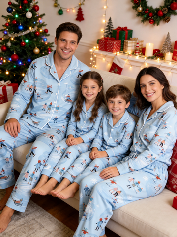 Whimsical Ice Skating Print Family Matching PJs