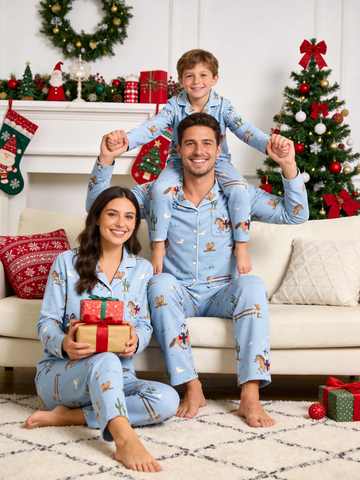 Retro Western Cowboy & Cactus Themed Family Pajamas