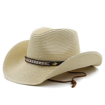 Straw Woven Leather Decorative Cowboy Hat