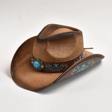 Straw Western Cowboy Hat Vintage Jazz Hat