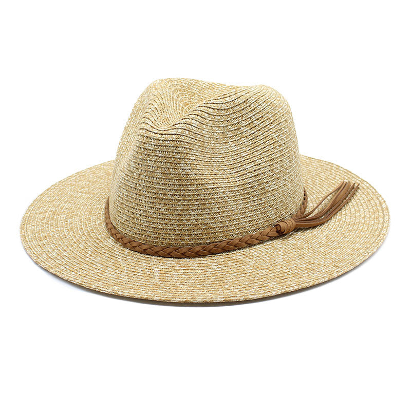 Stylish Straw Sun Hat with Leather Band