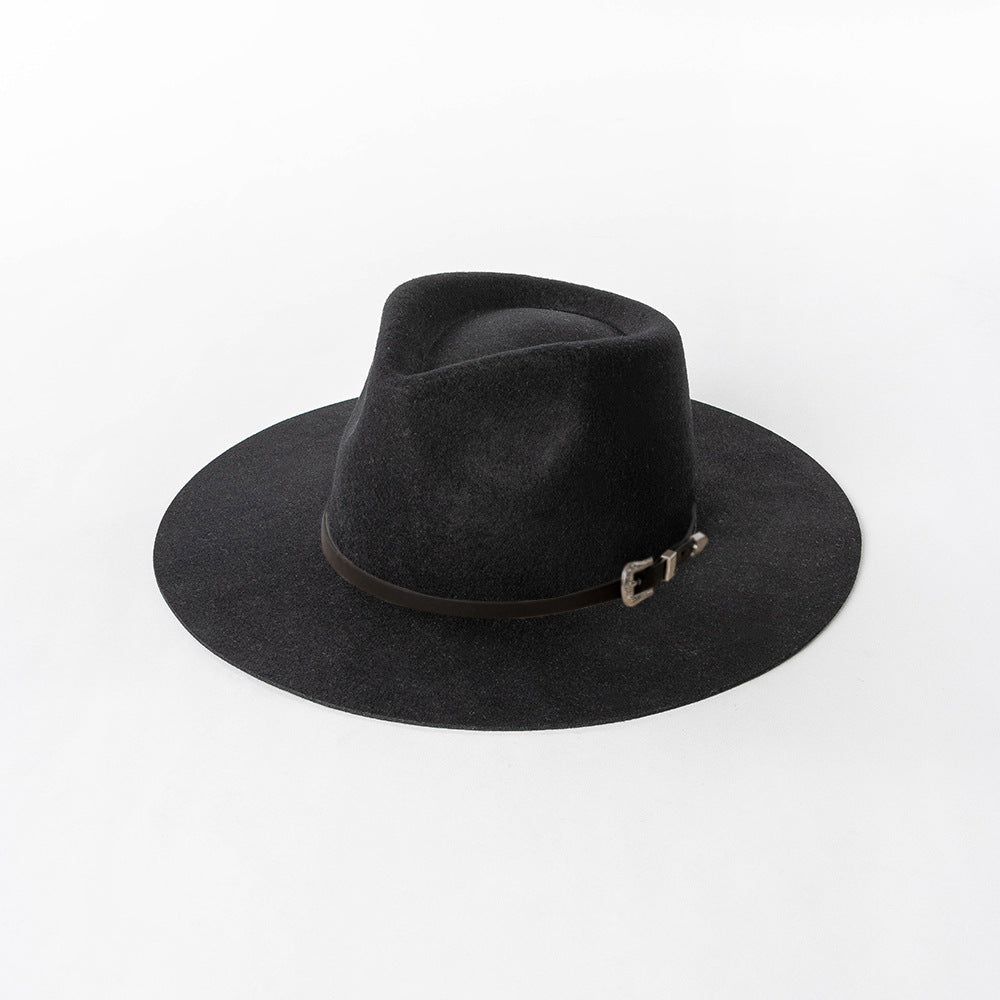 Classic Wool Felt Wide Brim Fedora Hat
