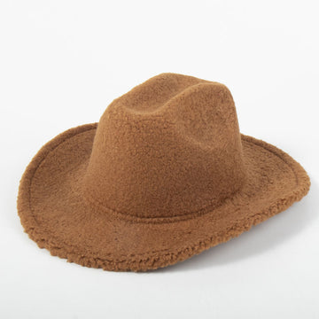 Faux Warm Wool-Lined Cowboy Hat