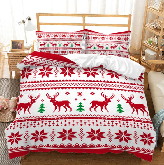 Green Christmas Bell 3-Piece Bedding Set Festive Holiday Design