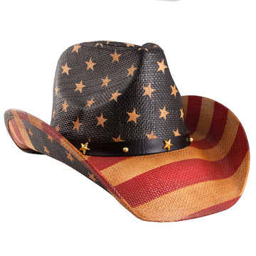 Vintage Patriot Straw Cowboy Hat
