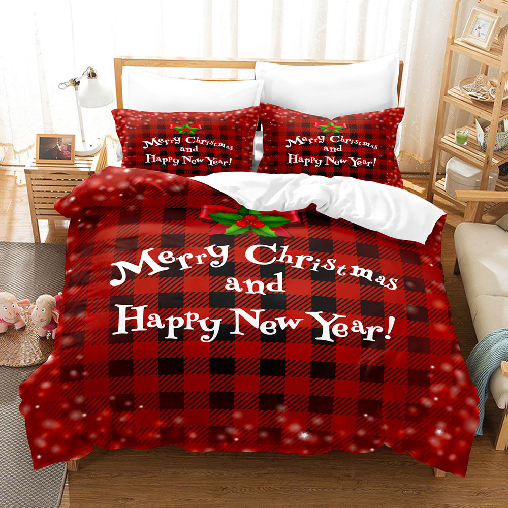 Christmas 3D Digital Print Bedding Set Customizable Letter Design Queen Size