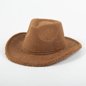 Faux Warm Wool-Lined Winter Cowboy Hat
