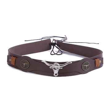 Bison Head Leather Cowboy Hat Bands