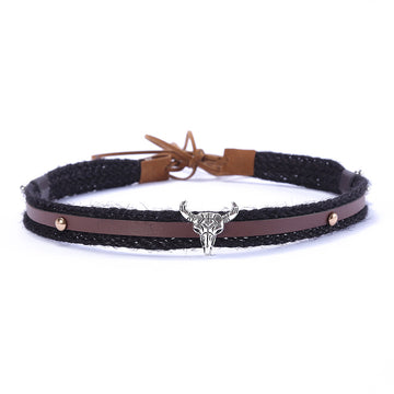 Bison Head Leather Hat Band for Western Style