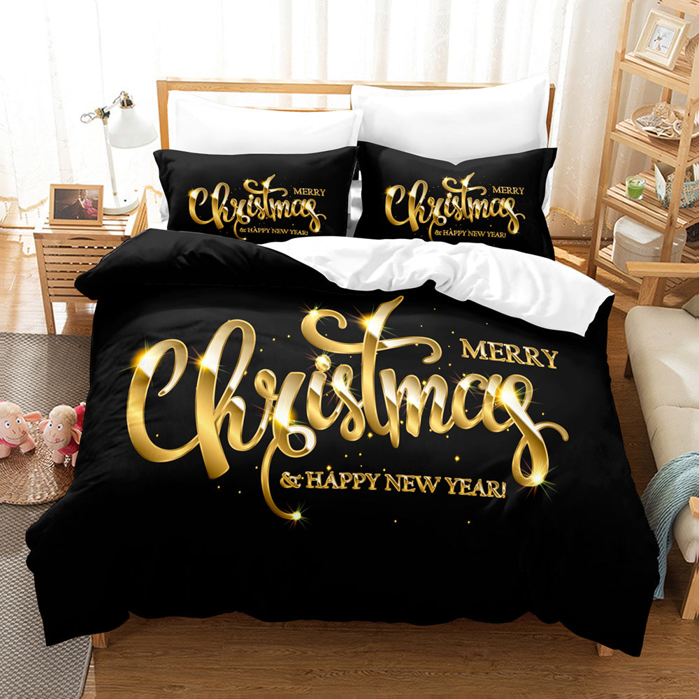 Christmas Letter Print Bedding Set Customizable Letter Design queen Size