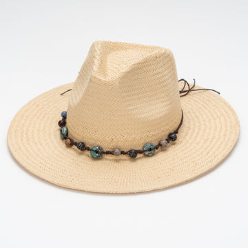Bohemian Straw Flat Brim Fedora Hat