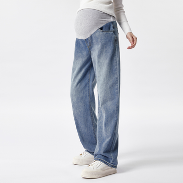 Maternity Wide Leg Jeans-Blue