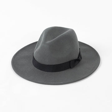 Flat Brim Wool Felt Fedora