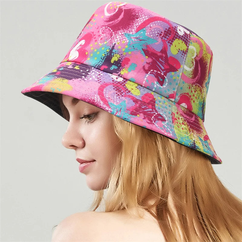 Cotton Check Print Bucket Hat Sun Hats