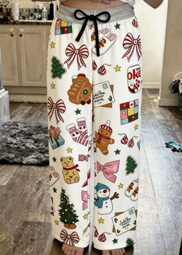 Women's Festive Holiday Icon & Sweet Treat Faux-Cotton Lounge Pants