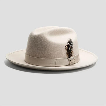 Fashionable Felt Fedora Hat Beige