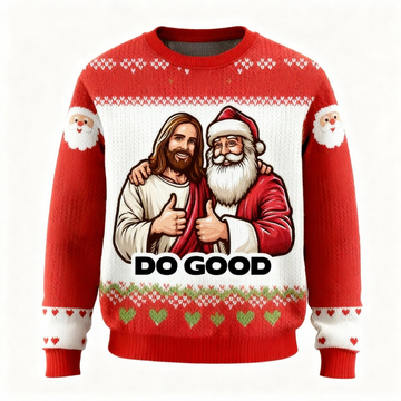 Santa & Jesus Pattern Ugly Sweater - Unisex Christmas Party Essential