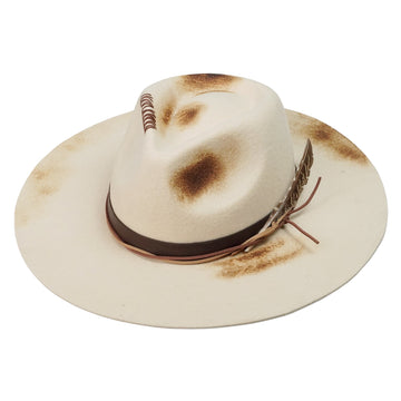 Off-White Felt Hat – Teardrop Crown, Leather Trim