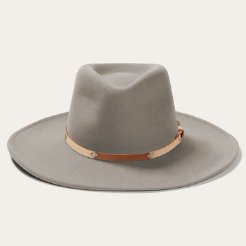 Retro Flat Brim Fedora Wool Felt - Light Gray