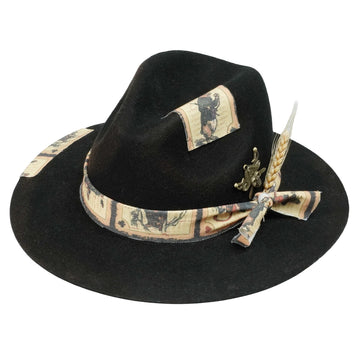 Minimal Felt Hat – Charred Detail, Retro Textile Trim